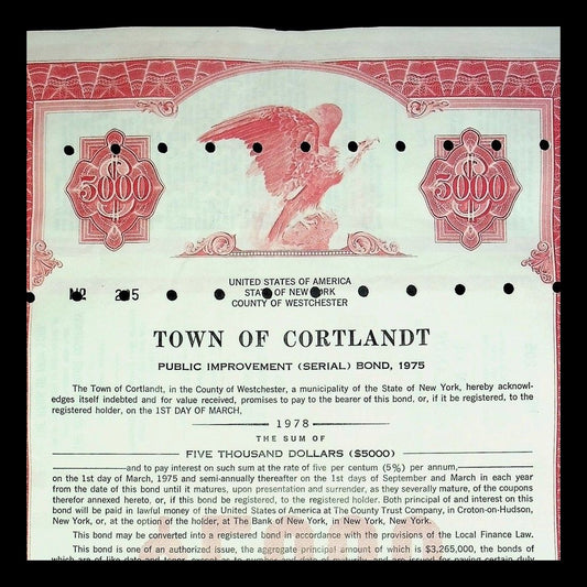 Town of Cortlandt Bond from 1978