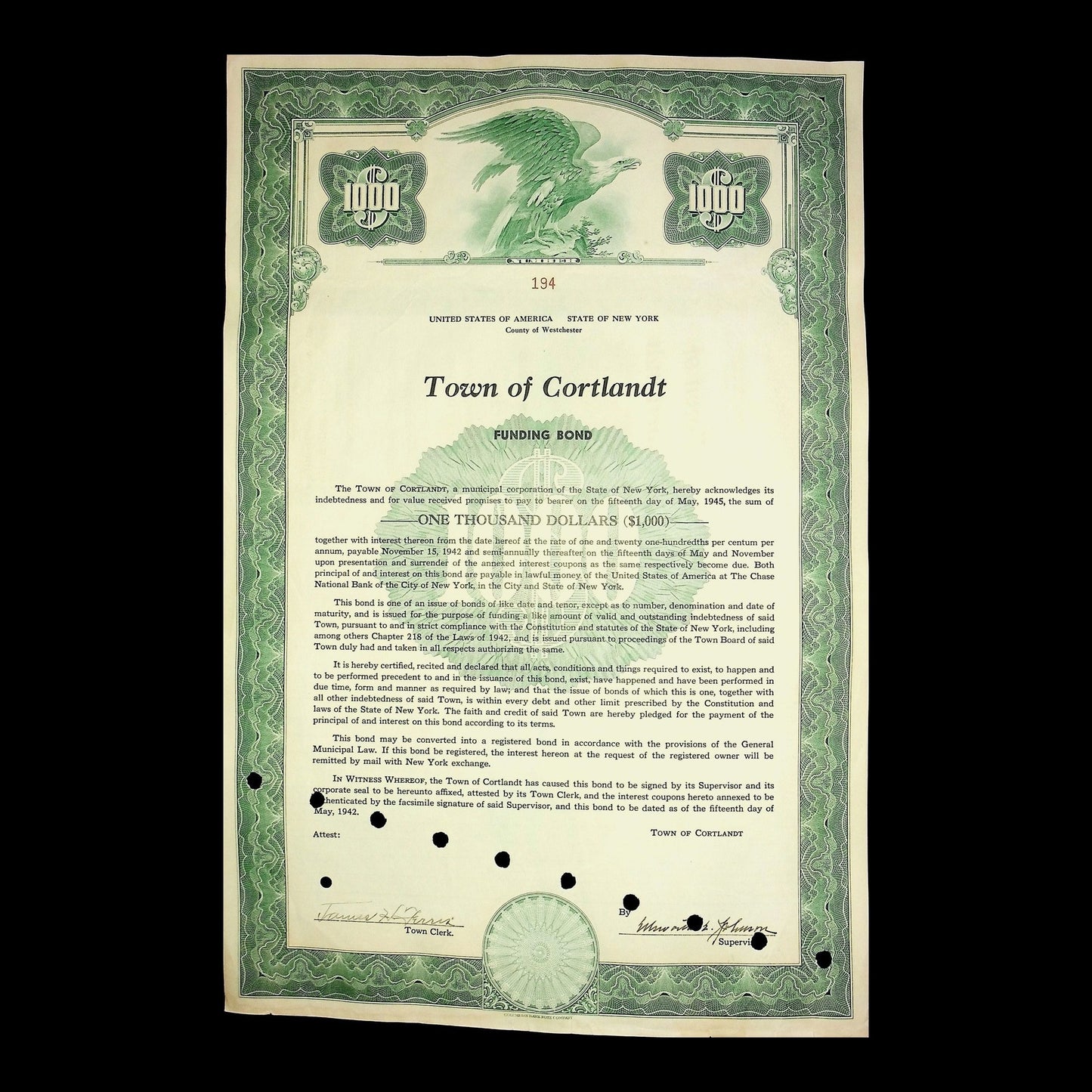 Town of Cortlandt Bond from 1978