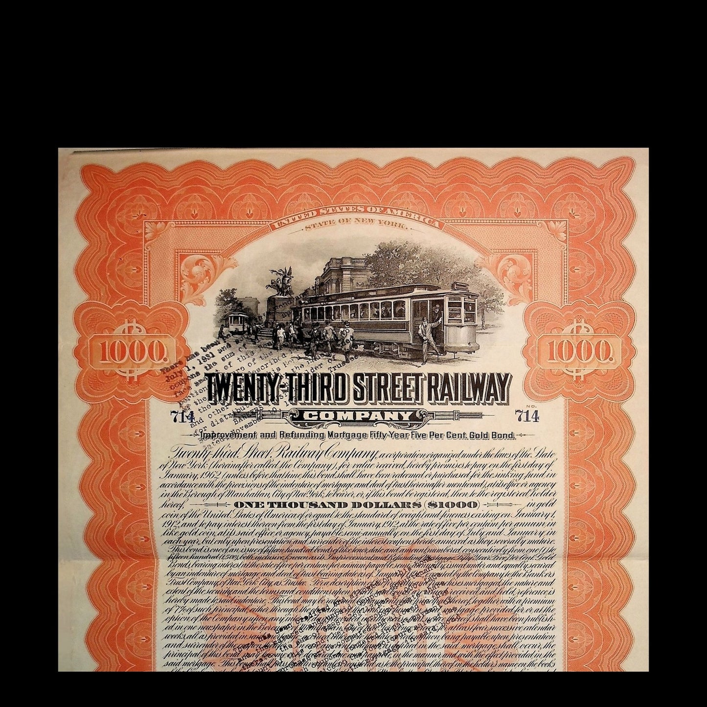 Twenty-Third Street Railway Company Bond from New York