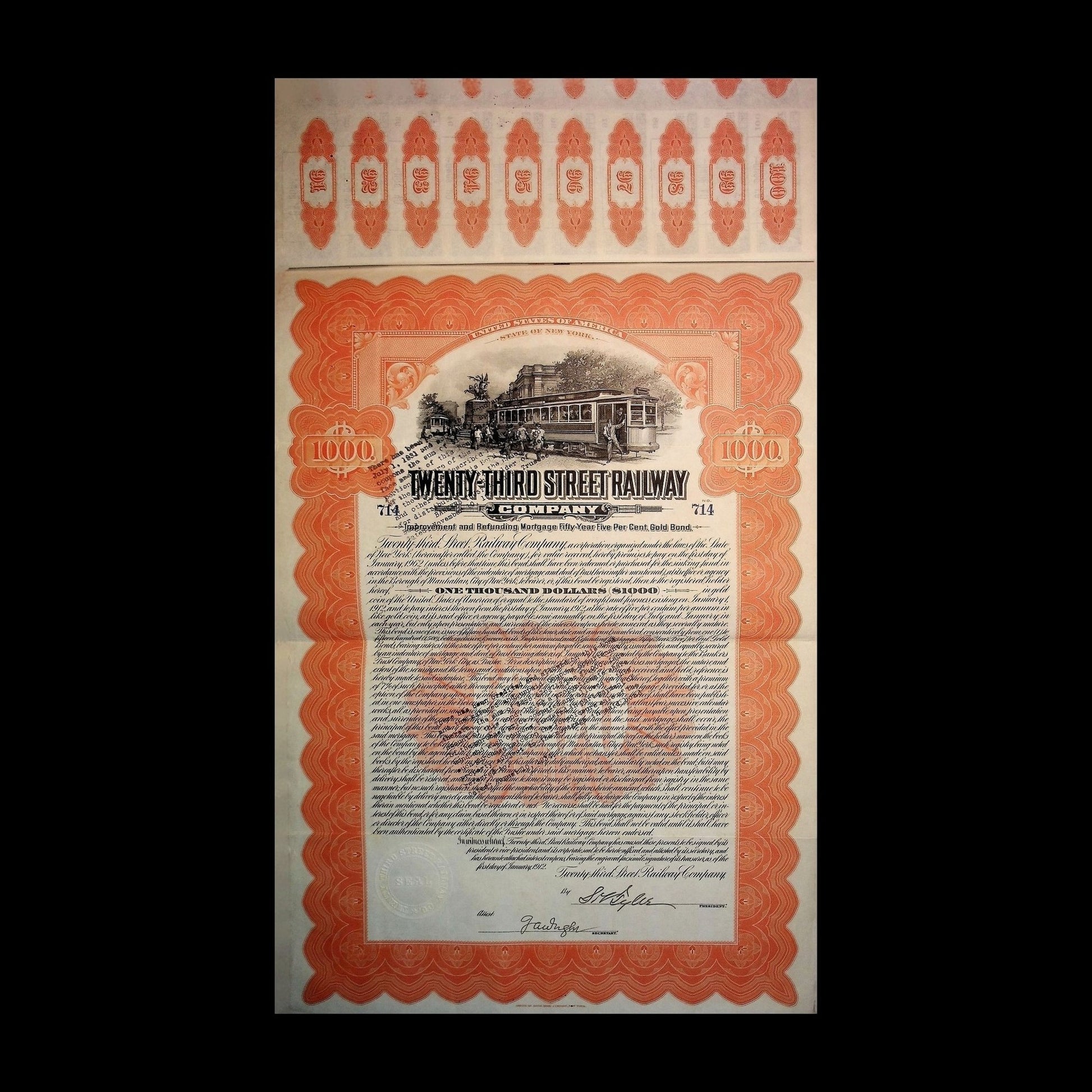 Twenty-Third Street Railway Company Bond from New York