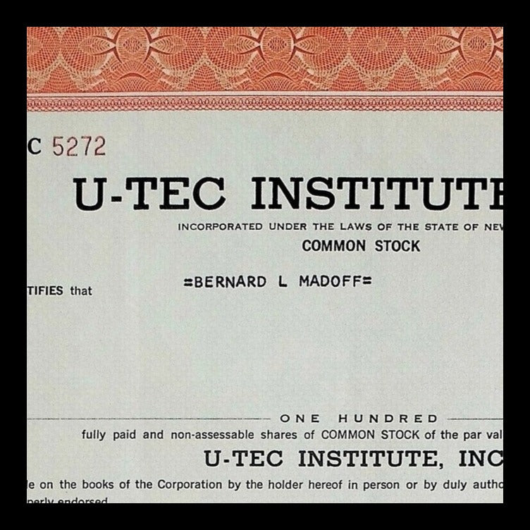 U-Tec Institute, Inc. Stock Certificate from 1973