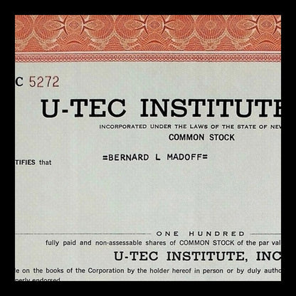 U-Tec Institute, Inc. Stock Certificate from 1973