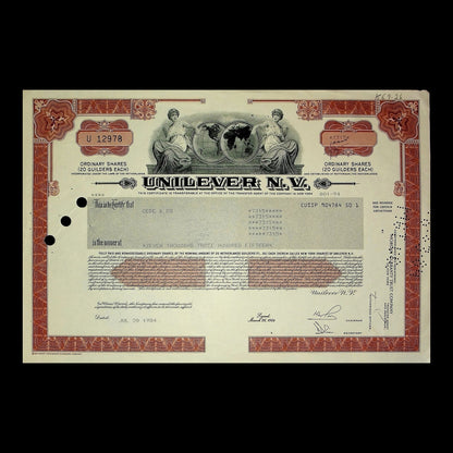 Unilever N.V. Stock Certificate from 1970