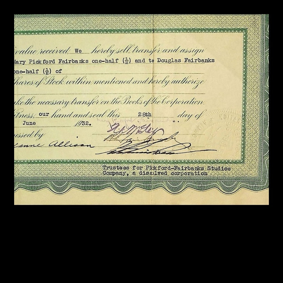 United Artists Studio Corporation Stock Certificate
