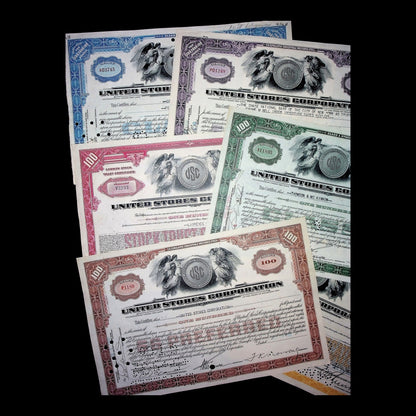 United Stores Corporation Stock Certificate Set from 1920s