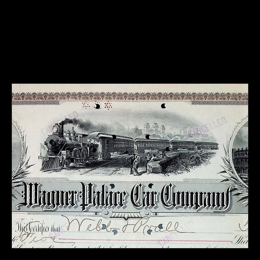 Wagner Palace Car Company Stock Certificate from 1870s