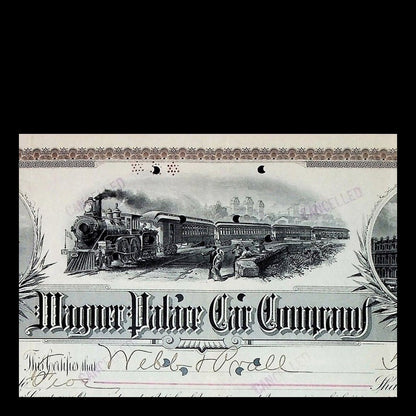 Wagner Palace Car Company Stock Certificate from 1870s