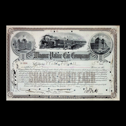 Wagner Palace Car Company Stock Certificate from 1870s