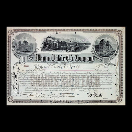 Wagner Palace Car Company Stock Certificate from 1870s